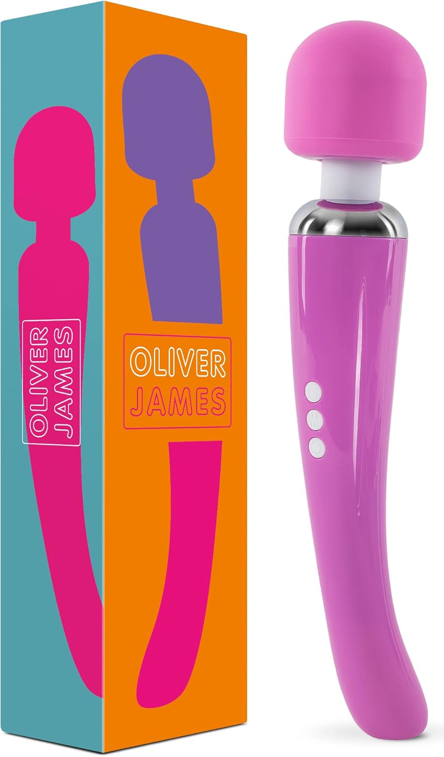 Oliver James Rechargeable Wand Massager - 160 Intensity Settings, Waterproof Silicone Personal Stimulator