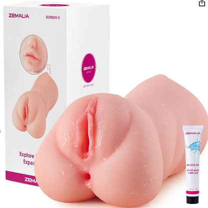 ZEMALIA 3-in-1 Realistic Male Masturbator with 3D Textured Mouth, Vagina, and Anus