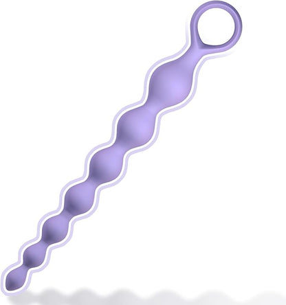 7-Ball Flexible Silicone Anal Training Chain with Pull Loop - 8.23 Inch Black