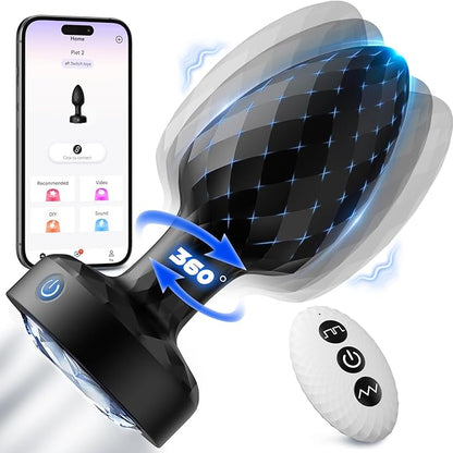 App-Controlled 360° Rotating Prostate Massager with 9 Vibration Modes and Remote