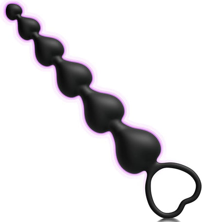 Silicone Graduated Anal Bead Chain with Pull Loop - 7.28 Inch Purple Beginner Training Toy
