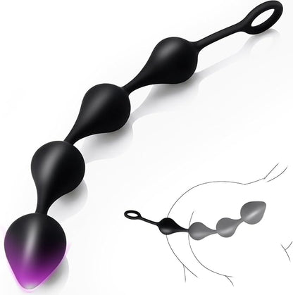 10.9-Inch Flexible Silicone Anal Bead Trainer with Pull String for Prostate Massage
