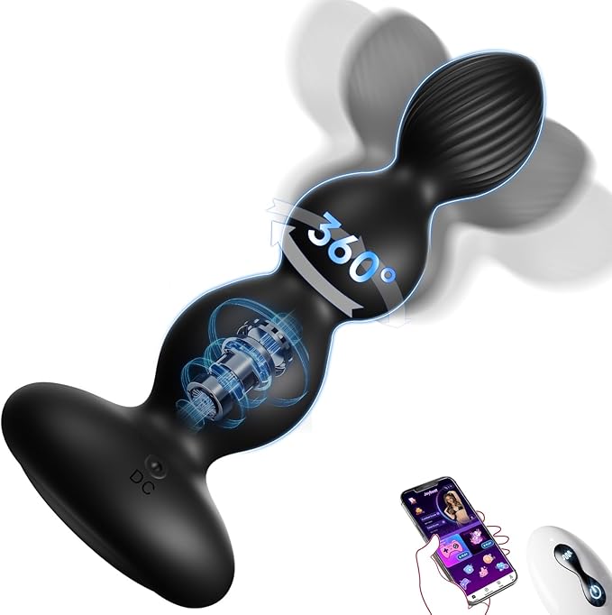 App-Controlled 360° Rotating Prostate Massager with 9 Vibration Modes and Remote