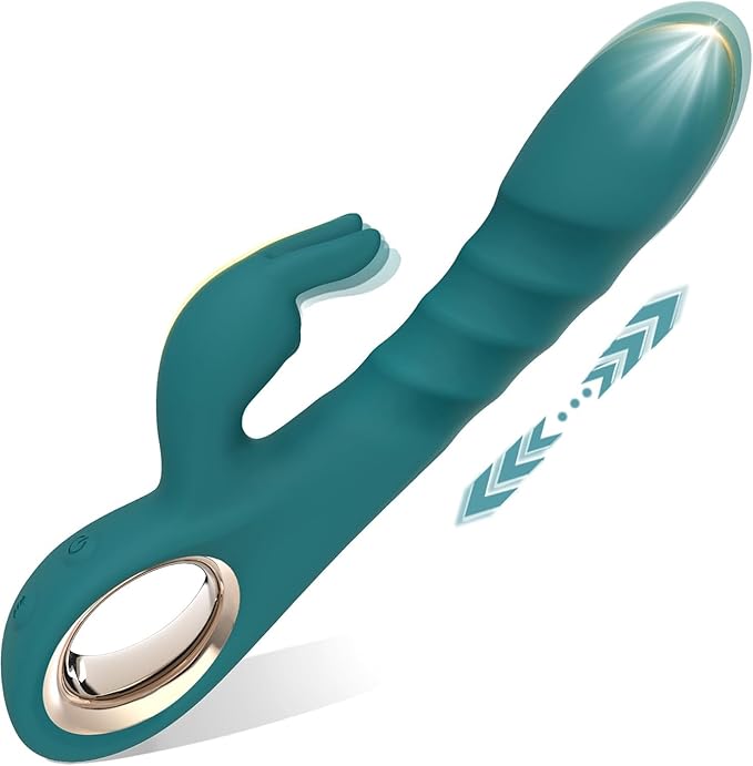 SeYouYou 3-in-1 Rabbit Thrusting Dildo Vibrator with 5 Thrusting and 10 Vibration Modes for G-Spot Stimulation