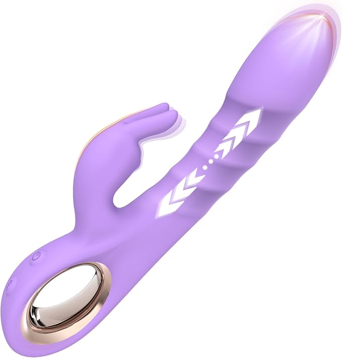 SeYouYou 3-in-1 Rabbit Thrusting Dildo Vibrator with 5 Thrusting and 10 Vibration Modes for G-Spot Stimulation