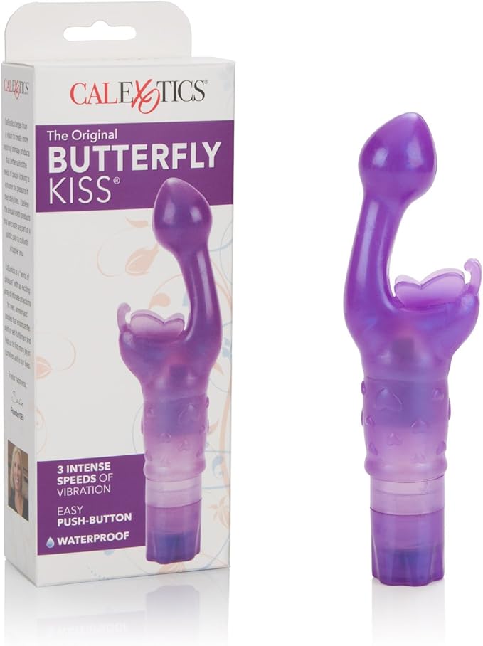 CalExotics Original Butterfly Kiss Multi-Speed Waterproof Clitoral and G-Spot Vibrator for Couples - Pink