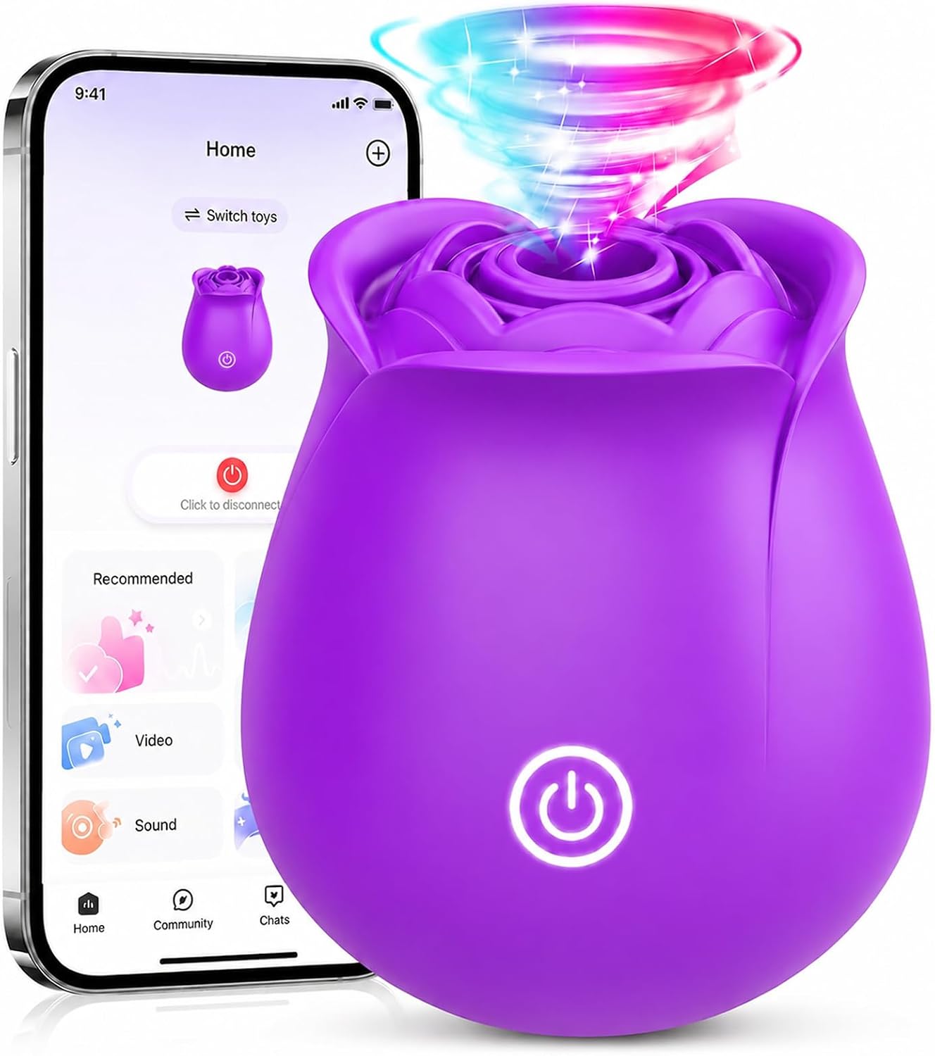 Rose App-Controlled Vibrator: 9-Mode Waterproof Sucking & Clitoral Stimulator for Couples