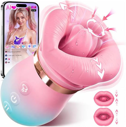 Sovokn 5-in-1 Rose Sucking Vibrator with App Control, 10 Tongue Licking Modes, and 4 Sucking Functions for Couples