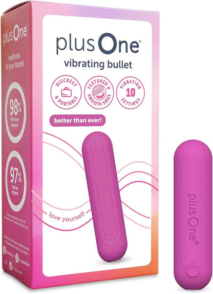 plusOne Mini Bullet Vibrator for Women - Waterproof Silicone Personal Massager, Pink
