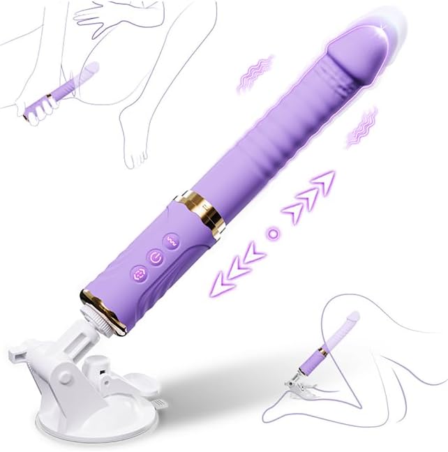 Realistic Hands-Free Thrusting Dildo Vibrator with 10 Vibration and 10 Thrusting Modes, Suction Cup Base for Couples