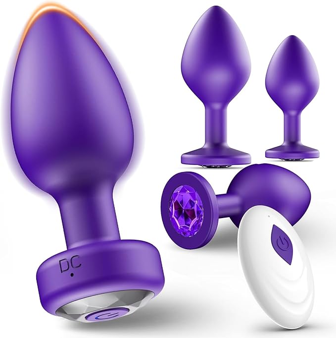 4-Piece Silicone Anal Training Kit with Remote-Controlled 10-Frequency Vibrating Butt Plugs