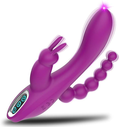 Adorime 3-in-1 Rechargeable Rabbit Vibrator with Dual Motors for G-Spot and Clitoral Stimulation