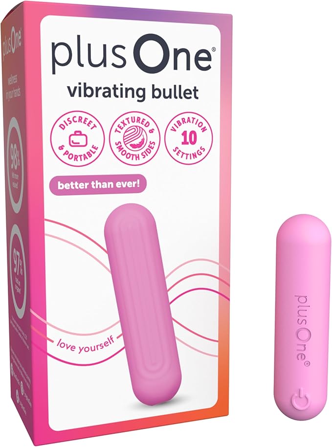 plusOne Mini Bullet Vibrator for Women - Waterproof Silicone Personal Massager, Pink