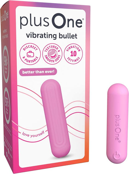 plusOne Mini Bullet Vibrator for Women - Waterproof Silicone Personal Massager, Pink