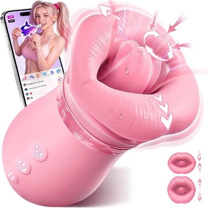 Sovokn 5-in-1 Rose Sucking Vibrator with App Control, 10 Tongue Licking Modes, and 4 Sucking Functions for Couples