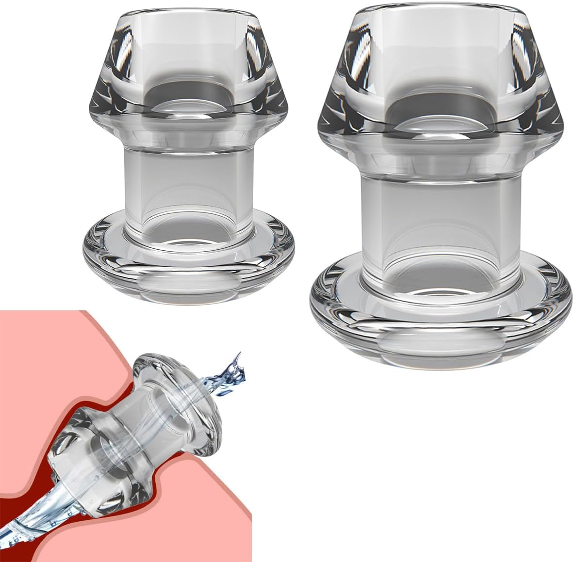 Transparent TPE Anal Plug and Vaginal Dilator Speculum - BDSM Stretcher and Enema Training Toy for Adults