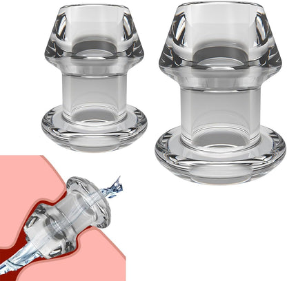 Transparent TPE Anal Plug and Vaginal Dilator Speculum - BDSM Stretcher and Enema Training Toy for Adults