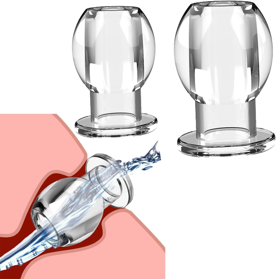 Transparent TPE Anal Plug and Vaginal Dilator Speculum - BDSM Stretcher and Enema Training Toy for Adults