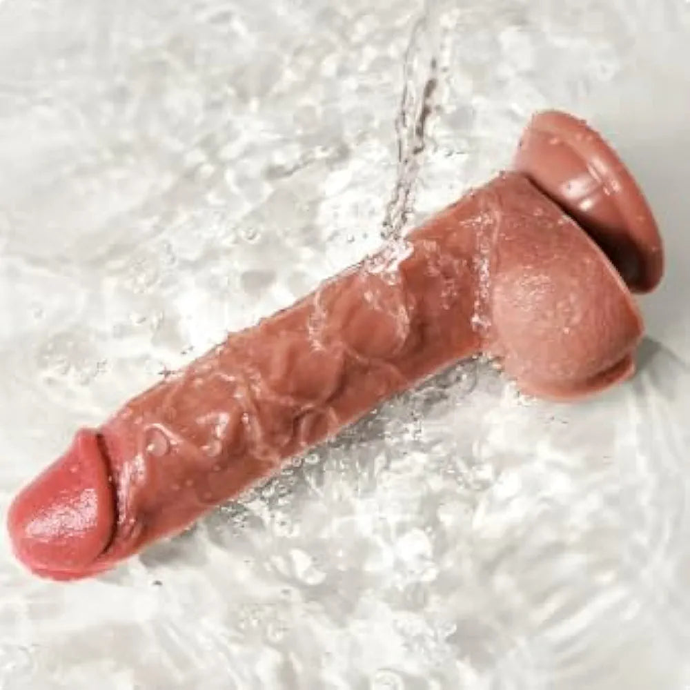 7.3-Inch Realistic Silicone G-Spot Dildo with Strong Suction Cup for Anal and Vaginal Use