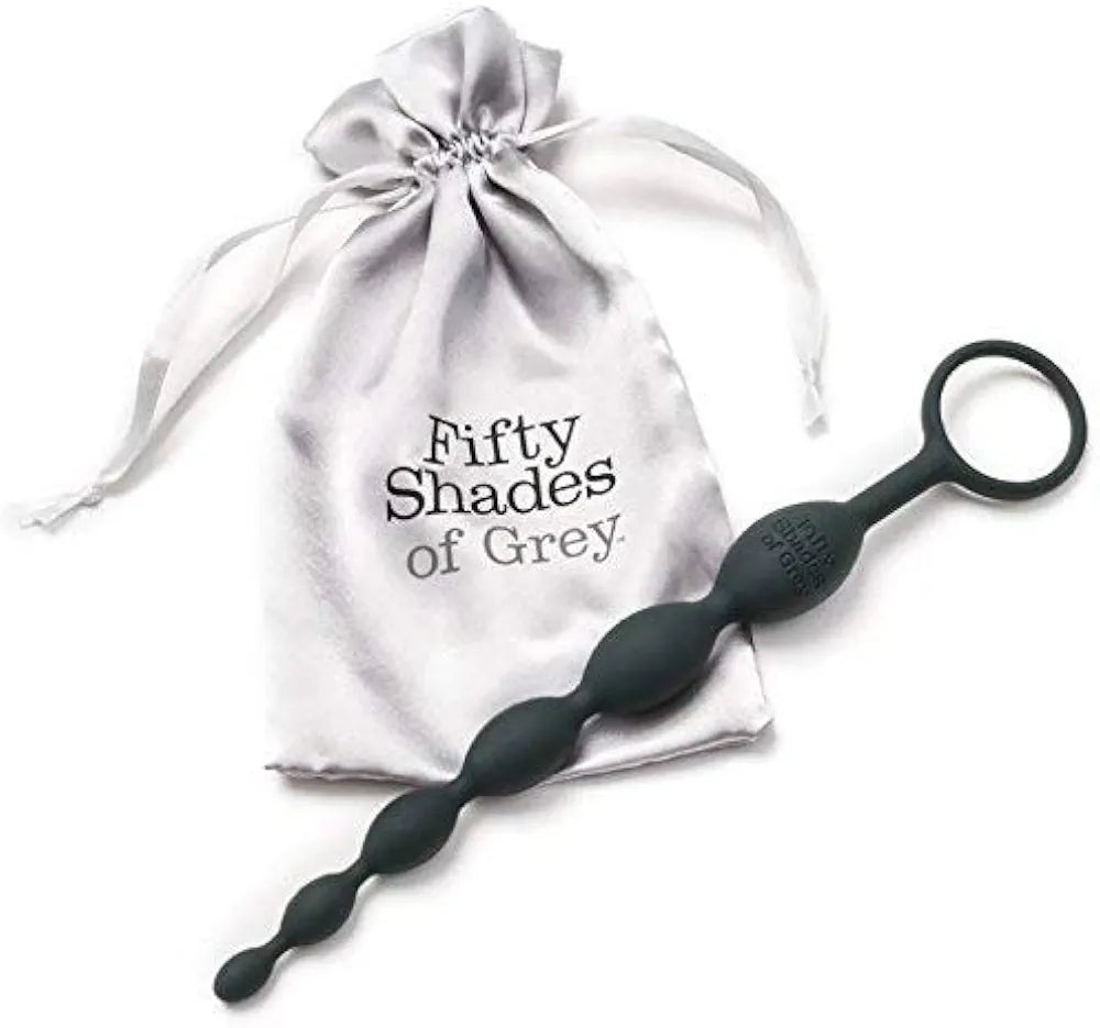 Fifty Shades of Grey Graduated Silicone Anal Beads - 7.5 Inch Black Pleasure Enhancer
