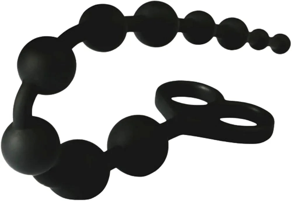 Silicone Graduated Anal Beads with Pull Ring - 10-Ball Beginner to Advanced Anal Training Toy