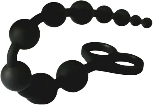 Silicone Graduated Anal Beads with Pull Ring - 10-Ball Beginner to Advanced Anal Training Toy