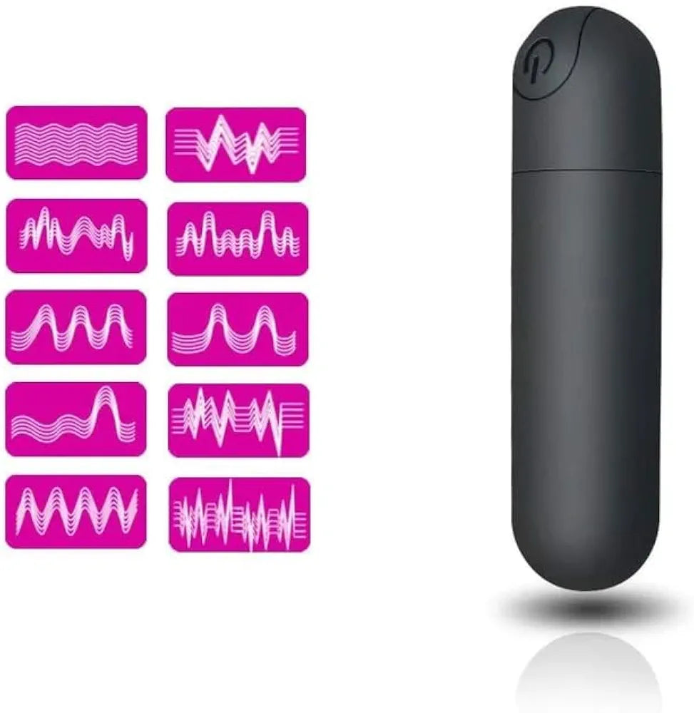 Silicone Rechargeable Mini Bullet Vibrator - 10-Mode Waterproof Personal Massager