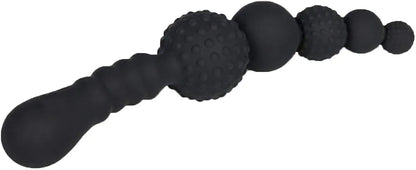 Premium Silicone Anal Bead Plug with Ergonomic Handle and Textured Stimulation