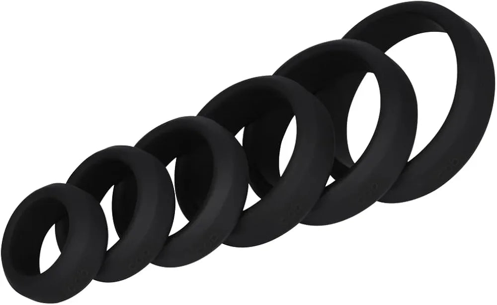 Premium Silicone Penis Ring Set - 6-Piece Stretchy Variety Pack for Enhanced Performance