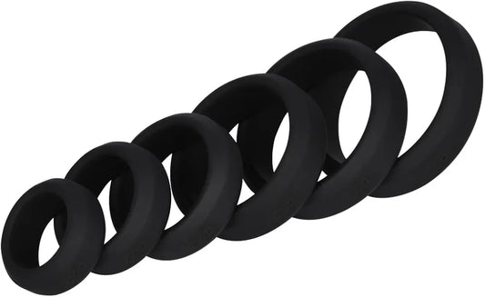 Premium Silicone Penis Ring Set - 6-Piece Stretchy Variety Pack for Enhanced Performance