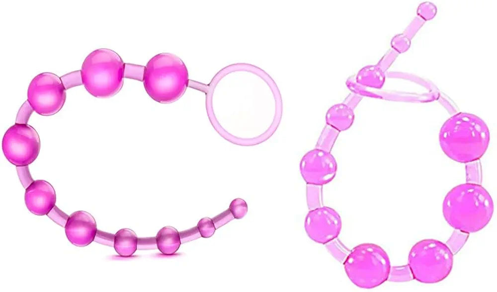 12-Inch Silicone 10-Bead Anal Chain with Pull Ring for Prostate Massage and Couples Play