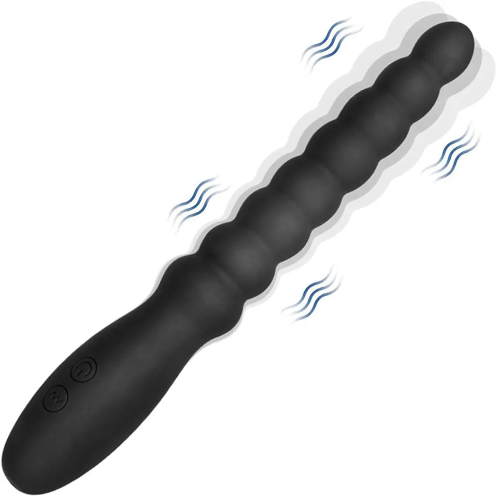 Premium Rechargeable Silicone Vibrating Anal Plug and Bead Stimulator for Couples