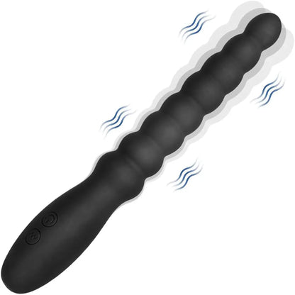 Premium Rechargeable Silicone Vibrating Anal Plug and Bead Stimulator for Couples
