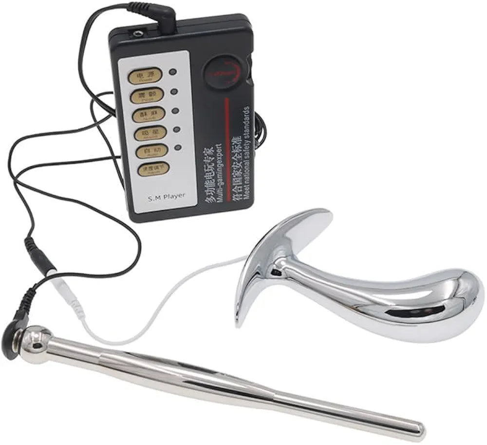 Dual-Use Stainless Steel Electroshock Urethral and Anal Plug Dilator Set for BDSM