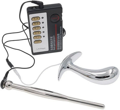 Dual-Use Stainless Steel Electroshock Urethral and Anal Plug Dilator Set for BDSM