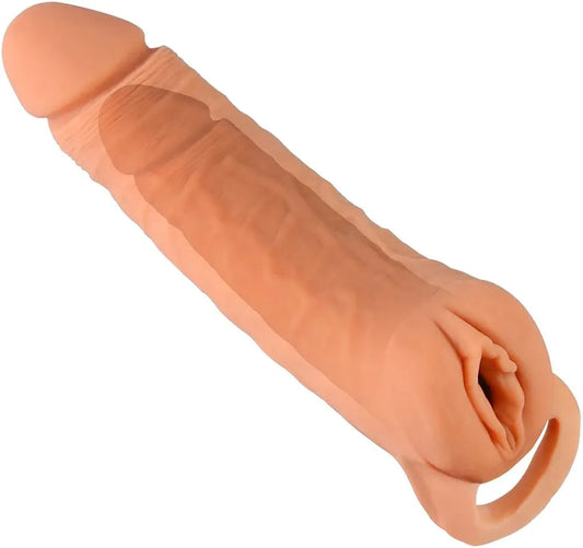 Pennis Extender with Cock Ring Male Masturbator Sex Toys Cock Sleeve Realistic Pocket Pussy Adult Toys for Couples Men Women