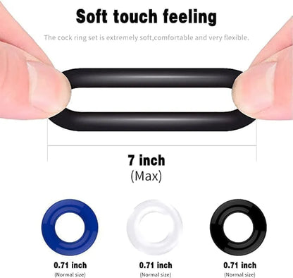 Premium Reusable Silicone Penis Enhancement Rings - 3 Pack