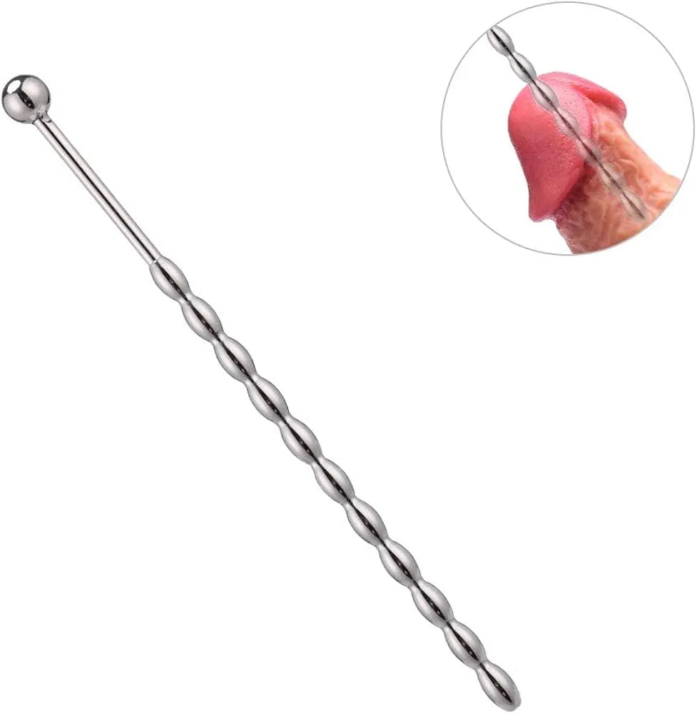 Stainless Steel Multi-Bead Urethral Dilator and Penis Plug for Male Stimulation