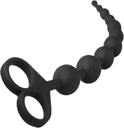 Silicone Graduated Anal Beads with Pull Ring - 10-Ball Beginner to Advanced Anal Training Toy
