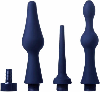 Cleanstream Universal 3-Piece Silicone Enema Attachment Set - Blue