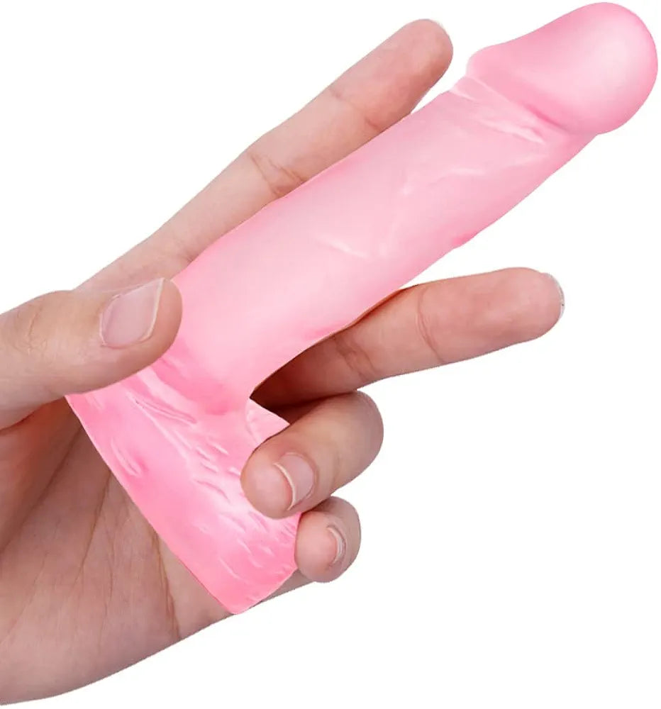 4-Inch Realistic Curved Anal Dildo with Balls - Soft Beginner-Friendly Sex Toy for Men and Women