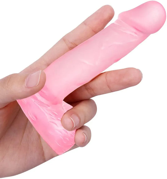4-Inch Realistic Curved Anal Dildo with Balls - Soft Beginner-Friendly Sex Toy for Men and Women