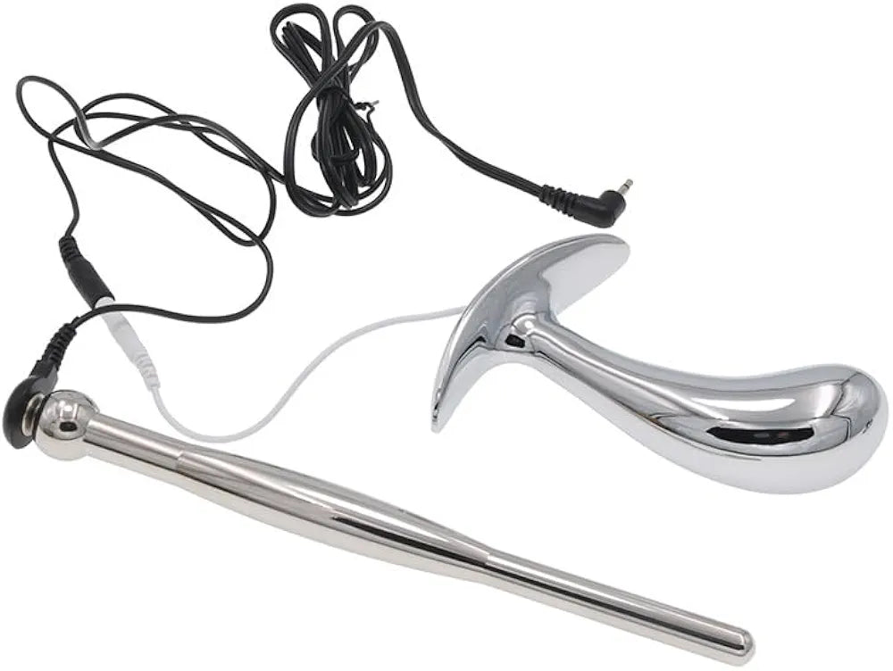 Dual-Use Stainless Steel Electroshock Urethral and Anal Plug Dilator Set for BDSM