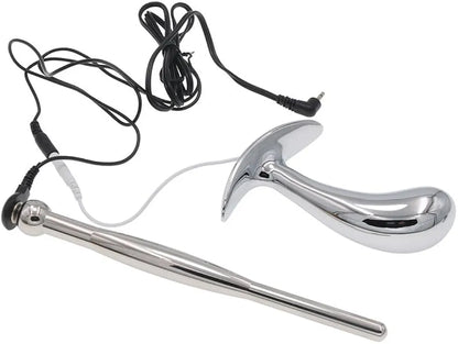 Dual-Use Stainless Steel Electroshock Urethral and Anal Plug Dilator Set for BDSM