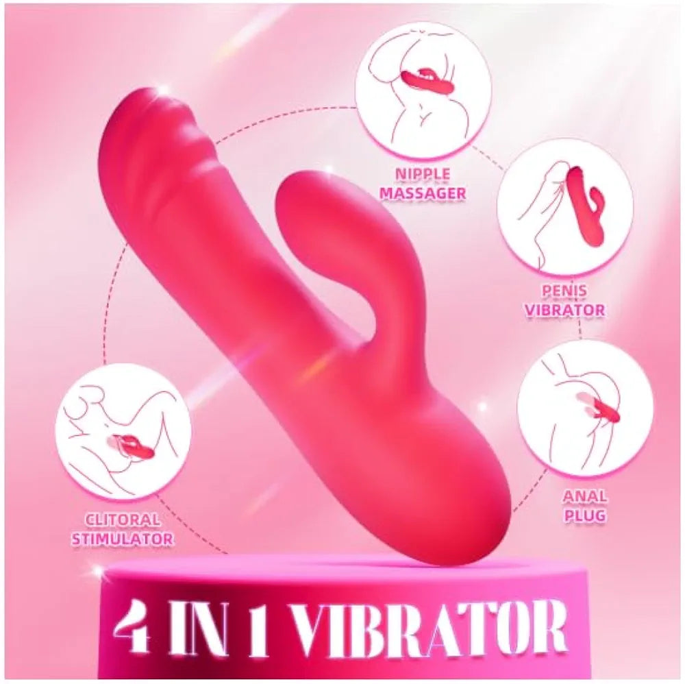 10-Mode Waterproof Silicone Rabbit Vibrator - Couples Mini Bullet Massager for Clitoral and G-Spot Stimulation