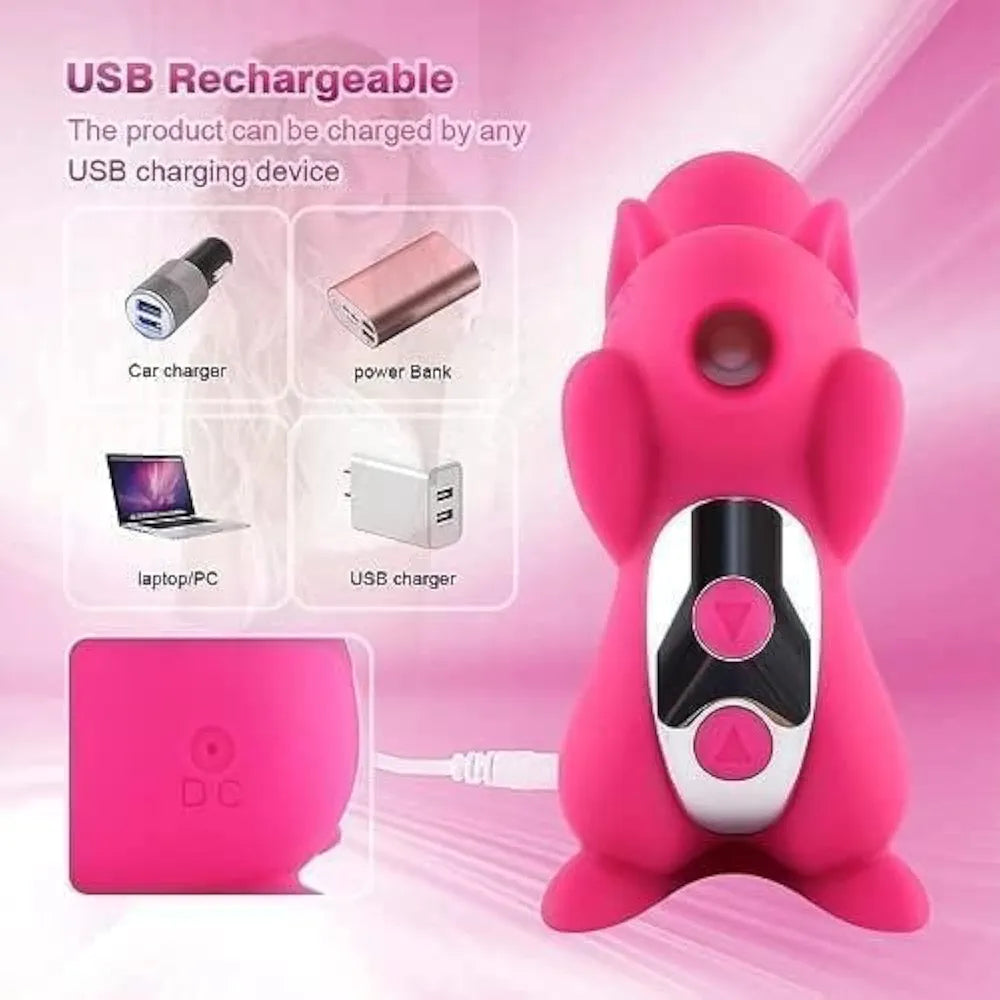 Rechargeable Squirrel-Shaped Oral Stimulation Massager for Couples