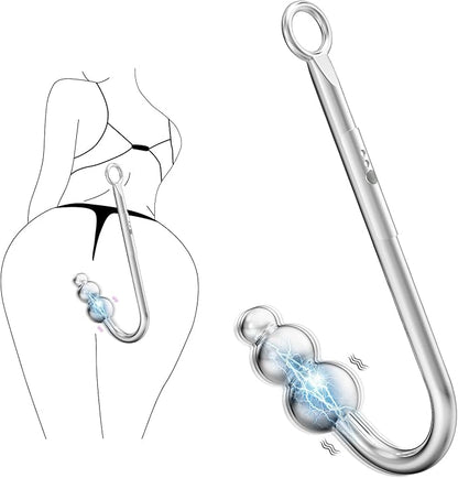 9-Mode Vibrating Anal Hook Plug with BDSM Restraint Chain and Collar