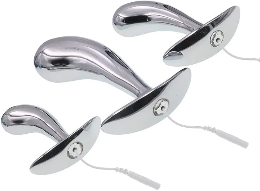 Dual-Use Stainless Steel Electroshock Urethral and Anal Plug Dilator Set for BDSM