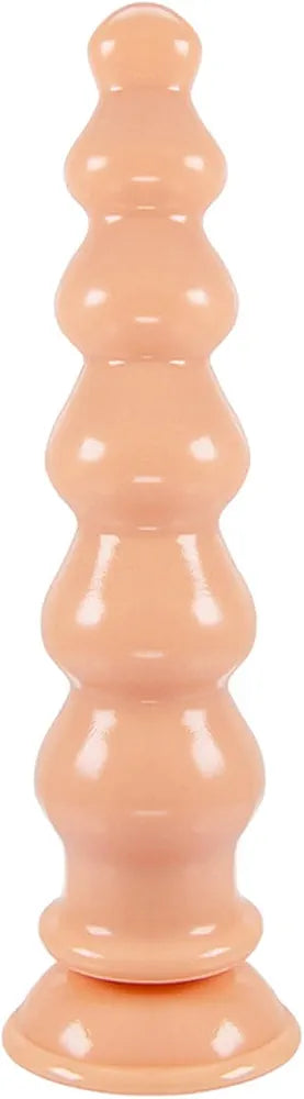 Premium 9.4-Inch Silicone Anal Beads with Suction Base and Clitoral Stimulator