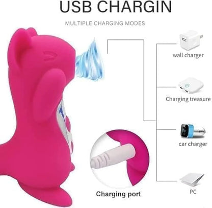 Rechargeable Squirrel-Shaped Oral Stimulation Massager for Couples